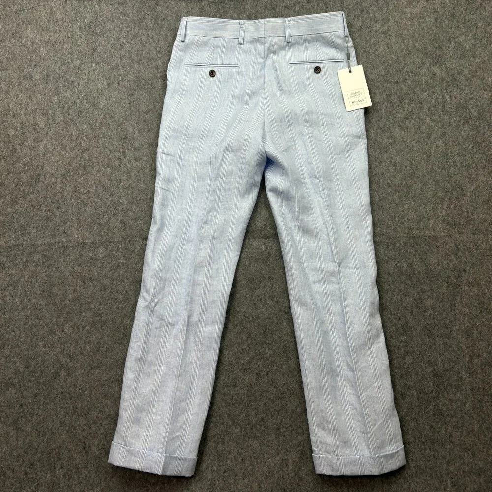 Murano Baird McNutt Alex Slim Fit Linen Pants Men's Size 29 X 30 Light Blue NWT